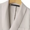 Solid Color Office & Work Pants Set, Button Lapel Neck Long Sleeve Blazer & Elastic Waist Pants Outfits, Women's Clothing