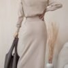 Elegant Solid Color Skirt Set, Single Breasted Flap Pockets Top & High Waist Slim Skirt For Office & Work, Women's Clothing