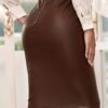 Solid Color High Waist Skirt, Elegant Skinny Zipper Back Skirt For Every Day, Women's Clothing