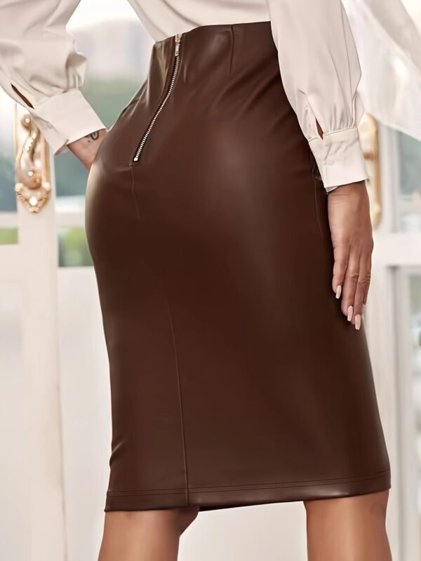 Solid Color High Waist Skirt, Elegant Skinny Zipper Back Skirt For Every Day, Women's Clothing