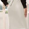 Solid Color High Waist Skirt, Elegant Skinny Zipper Back Skirt For Every Day, Women's Clothing