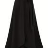 Solid Ruffle Hem Skirts, Elegant High Waist Tied Midi Skirts, Women's Clothing