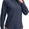 Womens Sun Protection Fishing Shirt with Zipper Pockets Lightweight SPF Long Sleeve Shirts for Hiking Safari