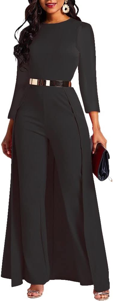 VERWIN Patchwork Overlay Embellished Plain Women's Jumpsuit High-Waist Woman Romper