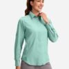 Womens Sun Protection Fishing Shirt with Zipper Pockets Lightweight SPF Long Sleeve Shirts for Hiking Safari