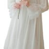 Women's Long-sleeve Mesh Nightdress Princess Vintage Nightgown Lace Sleepwear Pajamas
