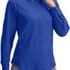 Womens Sun Protection Fishing Shirt with Zipper Pockets Lightweight SPF Long Sleeve Shirts for Hiking Safari