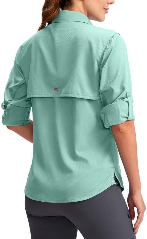 Womens Sun Protection Fishing Shirt with Zipper Pockets Lightweight SPF Long Sleeve Shirts for Hiking Safari