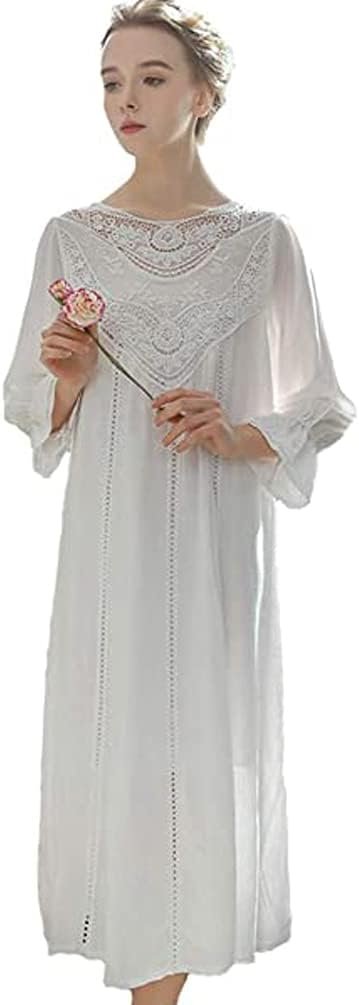 Women's Long-sleeve Mesh Nightdress Princess Vintage Nightgown Lace Sleepwear Pajamas