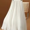 Solid Color Elastic Wais Skirt, Elegant Midi A-line Skirt For Spring & Summer, Women's Clothing