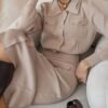 Elegant Solid Color Skirt Set, Single Breasted Flap Pockets Top & High Waist Slim Skirt For Office & Work, Women's Clothing