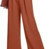 Women's Wide Leg Dress Pants High Elastic Waisted in The Back Business Work Causal Trousers Long Straight Suit Pants