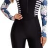 Women's One Piece Long Sleeve Rash Guard Knee High Bathing Suits Swimsuit Sport Surfing Wear Athletic Swimwear