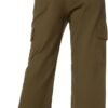 Women's High Waist Stretchy Cotton Cargo Pants Wide Leg Hiking Tactical Trousers with 6 Pockets