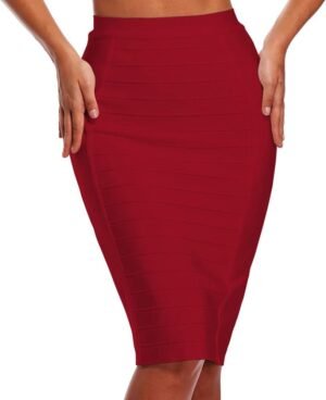 Women's High Waist Wear to Work Pencil Skirt Bandage Bodycon Midi Skirt
