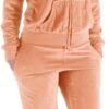 Womens Jogging Suits Sets Running Velour Outfit Zipper Warm Up 2 Pieces Hoodie and Pant Tracksuit