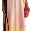 Designer Printed Long Satin Silk Casual Wear Women Kaftan Kurta,Beach wear Kaftan,Long Silk Caftans, Party wear Kaftan Fancy Dress for Women Yellow