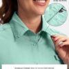 Womens Sun Protection Fishing Shirt with Zipper Pockets Lightweight SPF Long Sleeve Shirts for Hiking Safari