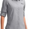 Womens Sun Protection Fishing Shirt with Zipper Pockets Lightweight SPF Long Sleeve Shirts for Hiking Safari