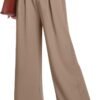 Women's Wide Leg Dress Pants High Elastic Waisted in The Back Business Work Causal Trousers Long Straight Suit Pants