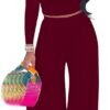 2 Piece Outfits for Women Casual Wide Leg Pants Set Outfits Sexy Front Crop Tops High Waist Jumpsuits Set