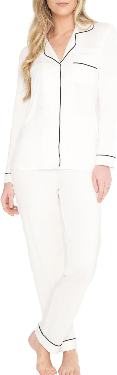 Pajama Set For Women Long Sleeve Button Down Sleepwear Soft and Comfy Lounge Set S-XXL