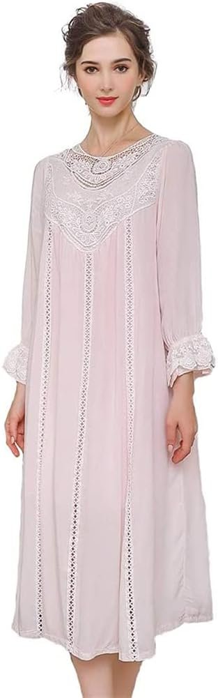 Women's Long-sleeve Mesh Nightdress Princess Vintage Nightgown Lace Sleepwear Pajamas