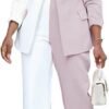 Women's Casual Outfits Lightweight Blazer Jacket and Wide Leg Pants Suit Set