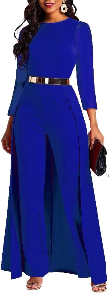 VERWIN Patchwork Overlay Embellished Plain Women's Jumpsuit High-Waist Woman Romper
