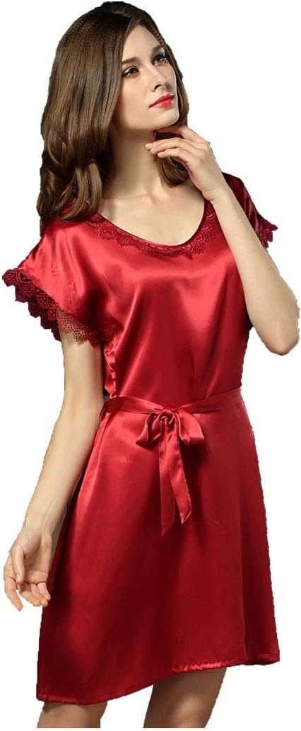 Women's Silk Pajamas,1-Piece Nightdress Sleepwear,Loose&Free Size,100% Silk(Main),5 Colors