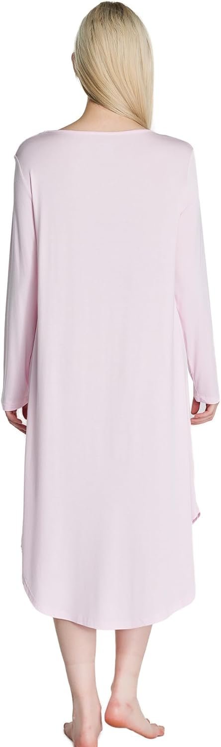 loungewear Womens Nightgown pajamas Bamboo Viscose Super Soft Long Sleeve sleepwear Nightdress Outdoor Wearable