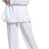 Women Pajamas Set Cotton Long Sleeve Button Down Sleep Shirt Womens Loungewear Set Cotton Nightie