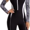Women's One Piece Long Sleeve Rash Guard Knee High Bathing Suits Swimsuit Sport Surfing Wear Athletic Swimwear