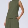 Women's Summer 2 Piece Outfits Mock Neck Tank Top High Waisted Shorts Lounge Sets 2024 Fashion Tracksuit