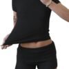 Women's 2 Piece Yoga Set Soft Short Sleeve Top Flare Leggings Comfortable Stretchy for Casual Active Wear