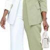 Women's Casual Outfits Lightweight Blazer Jacket and Wide Leg Pants Suit Set
