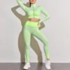 Women's 3 Piece Outfits Tracksuit Workout Set Sports Bra High Waist Yoga Gym Leggings and Crop Top