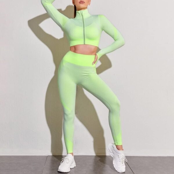 Women's 3 Piece Outfits Tracksuit Workout Set Sports Bra High Waist Yoga Gym Leggings and Crop Top
