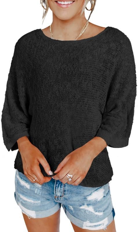 Womens 2024 Cute Spring Summer Color Block Striped Lightweight Comfy Cable Knit Beach Boho Clothes Pullover Sweaters