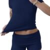 Women's 2 Piece Yoga Set Soft Short Sleeve Top Flare Leggings Comfortable Stretchy for Casual Active Wear
