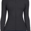 Workout Jackets for Women Full Zip Athletic Running Track Jacket with Pockets Slim Fit Yoga Jacket with Thumb Holes