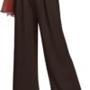 Women's Wide Leg Dress Pants High Elastic Waisted in The Back Business Work Causal Trousers Long Straight Suit Pants