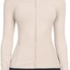 Workout Jackets for Women Full Zip Athletic Running Track Jacket with Pockets Slim Fit Yoga Jacket with Thumb Holes
