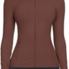 Workout Jackets for Women Full Zip Athletic Running Track Jacket with Pockets Slim Fit Yoga Jacket with Thumb Holes
