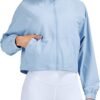 UPF 50+ Workout Jackets for Women Athletic Zip Up Running Jacket Sun Protection Lightweight UPF Cropped Jacket