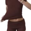 Women's 2 Piece Yoga Set Soft Short Sleeve Top Flare Leggings Comfortable Stretchy for Casual Active Wear