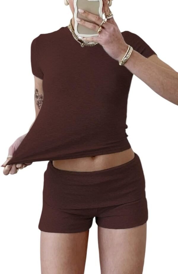 Women's 2 Piece Yoga Set Soft Short Sleeve Top Flare Leggings Comfortable Stretchy for Casual Active Wear
