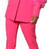 Women's Casual Outfits Lightweight Blazer Jacket and Wide Leg Pants Suit Set