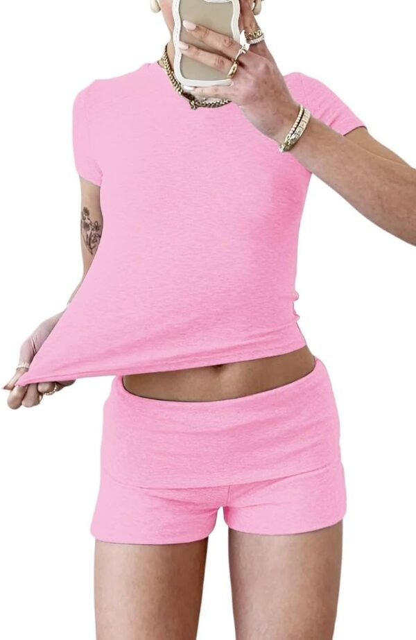 Women's 2 Piece Yoga Set Soft Short Sleeve Top Flare Leggings Comfortable Stretchy for Casual Active Wear