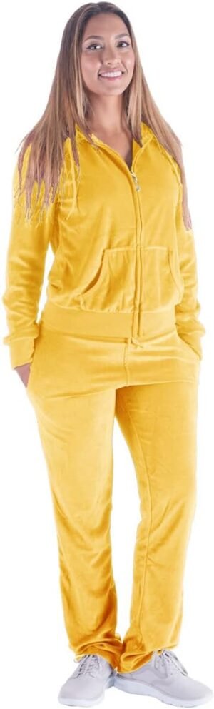 Womens Jogging Suits Sets Running Velour Outfit Zipper Warm Up 2 Pieces Hoodie and Pant Tracksuit